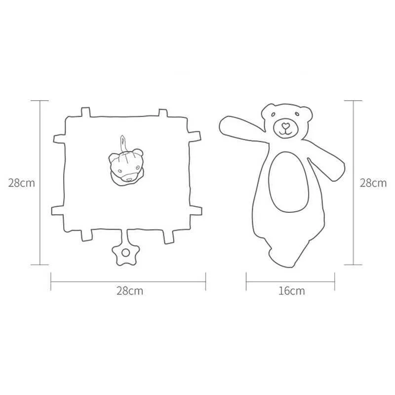 Animal Baby Plush Toys Cartoon Bunny Lenire Placare Asciugamano nato Giocattolo dormire Morbido orso di pezza Bambola Confortante Blankie 210728