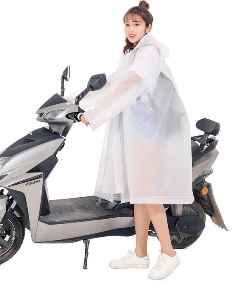패션 야외 비옷 여성 덮여 투명 EVA 여자 자전거 비옷 여행 방수 비옷 성인 Poncho 후드 211025