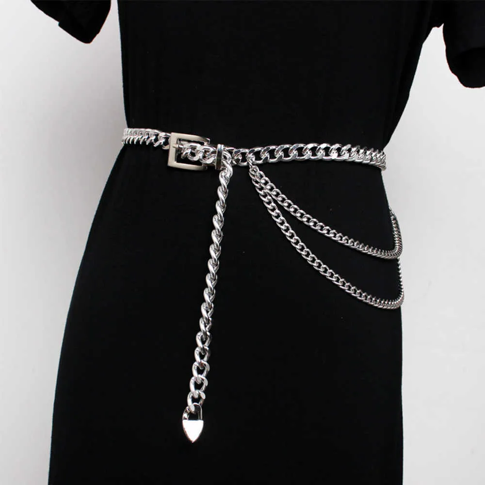 Materiale in metallo a catena in vita spessa Atmosfera elegante, abito di ornamento alla moda con gonna, cintura e altri ornamenti