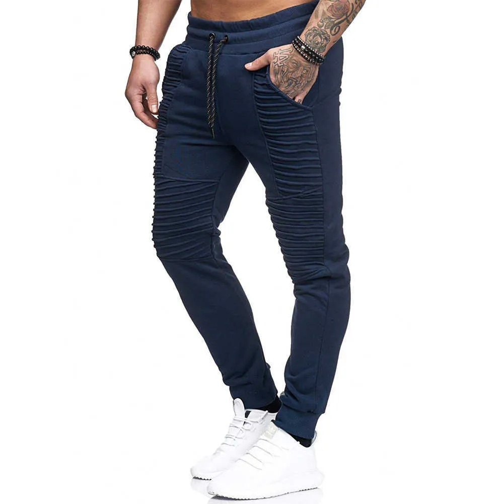 Męska wysokiej jakości mężczyźni spodnie fitness casual elastyczna odzież bodybuilding spodnie dresowe joggers ładunek x0615