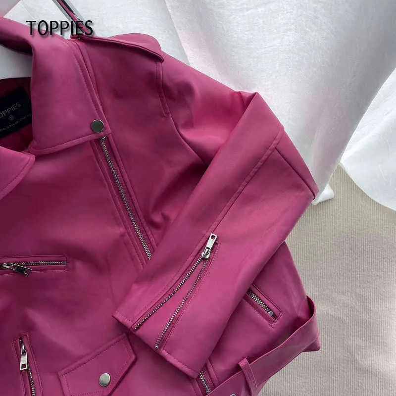 Кожаная куртка Toppies, весна-осень, женское пальто из искусственной кожи на молнии, байкерское пальто, женская повседневная верхняя одежда 220112