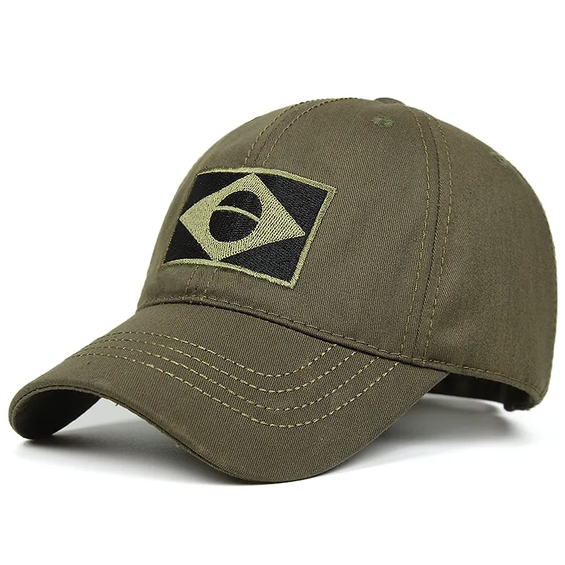 100％コットン到着軍事帽子刺繍ブラジルフラッグキャップチーム男性野球帽子陸軍ジャングルハンティングCap266o