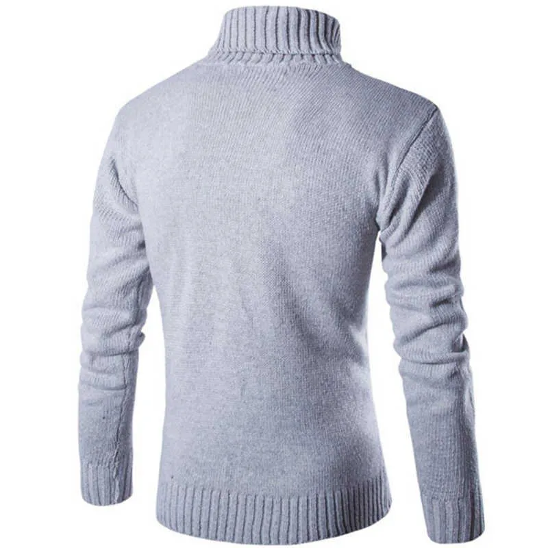 Covrlge Suéter masculino Suéter Delgado Cálido Sólido Solapa alta Jacquard Cobertura Ropa de hombre británico Cuello alto para hombre MZM030 211006