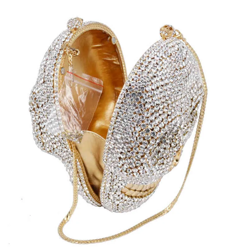 Designer Skull Clutch Bags Dames Avond Portemonnee Wedding Tassen Crystal Chain Gold Silver Day Clutches SC787 211215