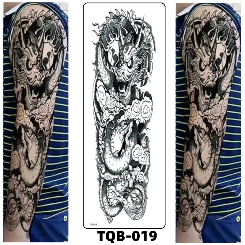 TS006 große, volle Größe, 17 x 48, temporäre Tattoo-Aufkleber, wasserdicht, für nackte Körperkunst, Tattoo-Arm-Ärmel, 3D-Design