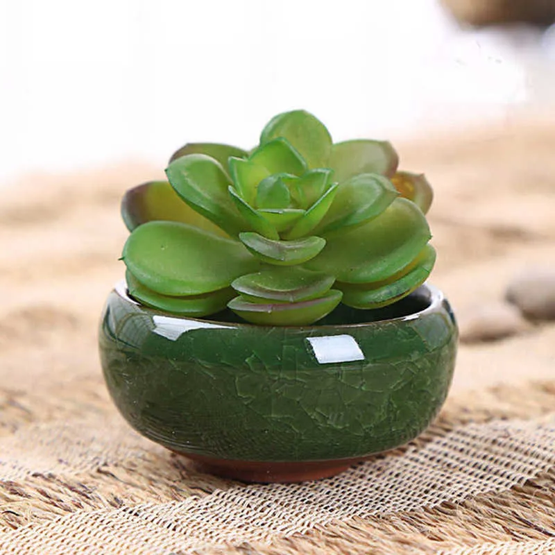 YeFine Ice-Crack Ceramic Flower Pots For Juicy Plants Small Bonsai Pot Home and Garden Decor Mini Succulent Plant Pots LJ339D