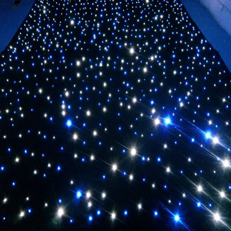 3x6m اللون الأزرق-أبيض LED Star Star Curtain Party Decoration Cloth Backdrop مع DMX512 Controller for Wedding Event256N