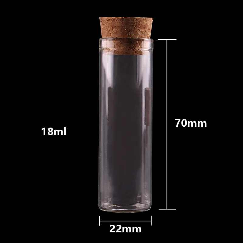 4ml/5ml/6ml/18ml/22ml Small Test Tube with Cork Stopper Bottles Jars Vials DIY Craft 210330