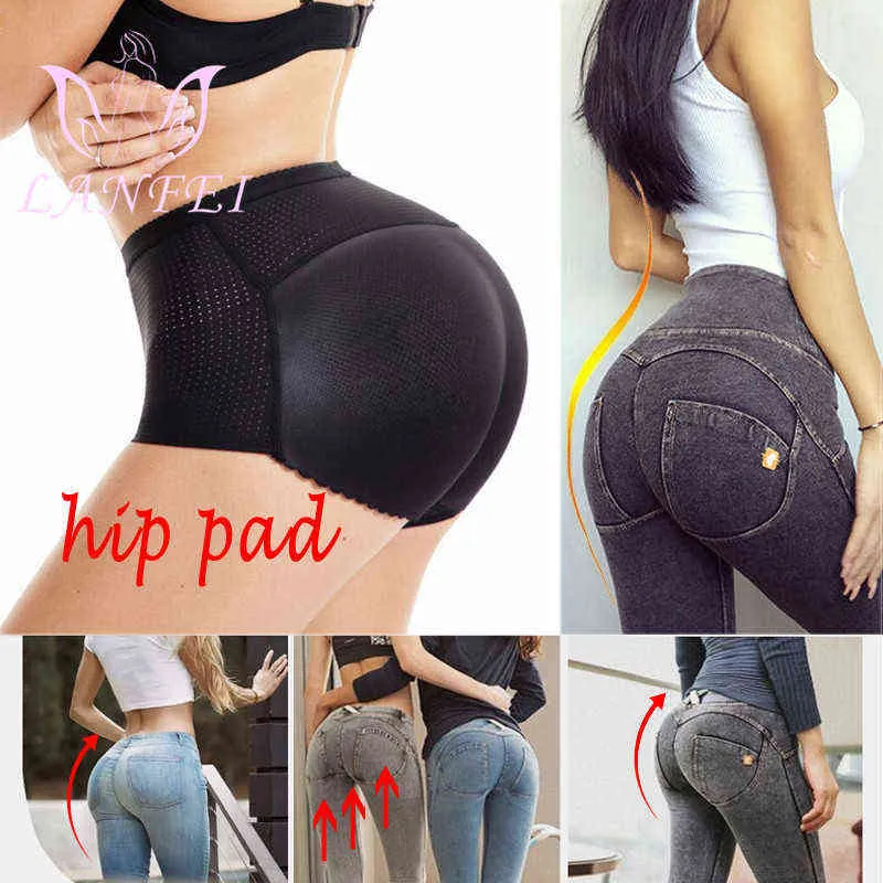 LANFEI Fake Ass Nahtlose Frauen Body Shaper Abnehmen Höschen Shapewear Hüfte Enhancer Booty Pad Push Up Butt Lifter Hose Unterwäsche 211116