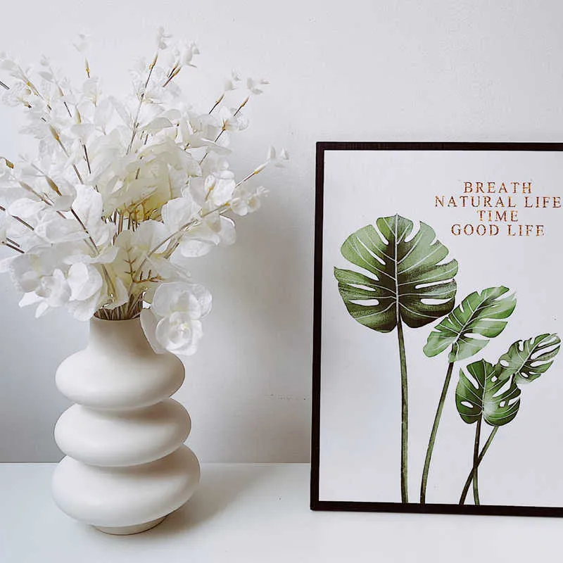 Cutelife Nordic White Geometryczne Ceramiczne Kwiat Wazon Dekoracji Home Office Roślin Wazon Plant Wazon Ślubny Wazon 210623