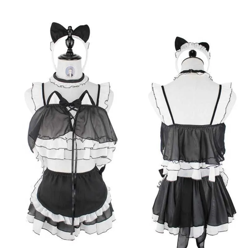 Японский сексуальный женский костюм Cat Косплей Лолита Белье Kawaii Симпатичный фартук Наряд горничной для женщин Девушки Стриптизерша Одежда для танцев Y3967835
