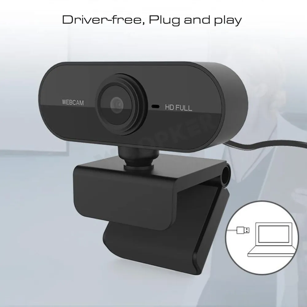 Full HD Webcam PC-kamera 1080p med mikrofon YouTube Online Meeting Chat USB Web Cam Plug and Play Computer Cameras