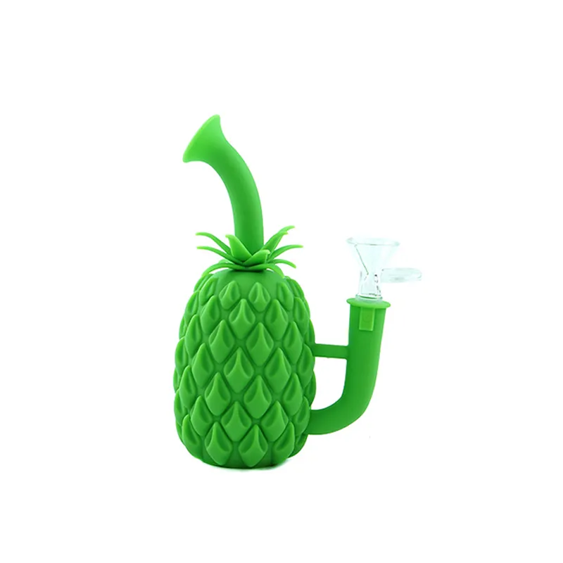 Kleine siliconen 7 '' * 2.6 '' Pineapple Water Pipe Bong met 14mm Galss Bowl Accessoires voor Rook Tabak Roken DAB RIG