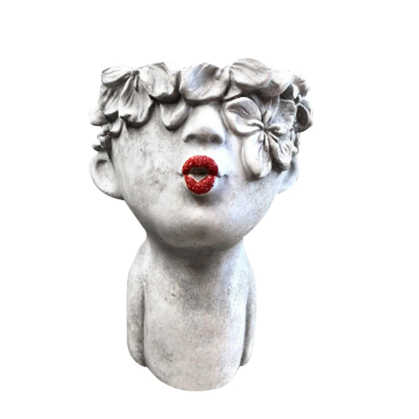 Piccole donne che si baciano vasi da fiori labbra dipinte figurine con testa rossa fioriera da giardino carino vaso di fiori regalo decorazione della casa 210712317b