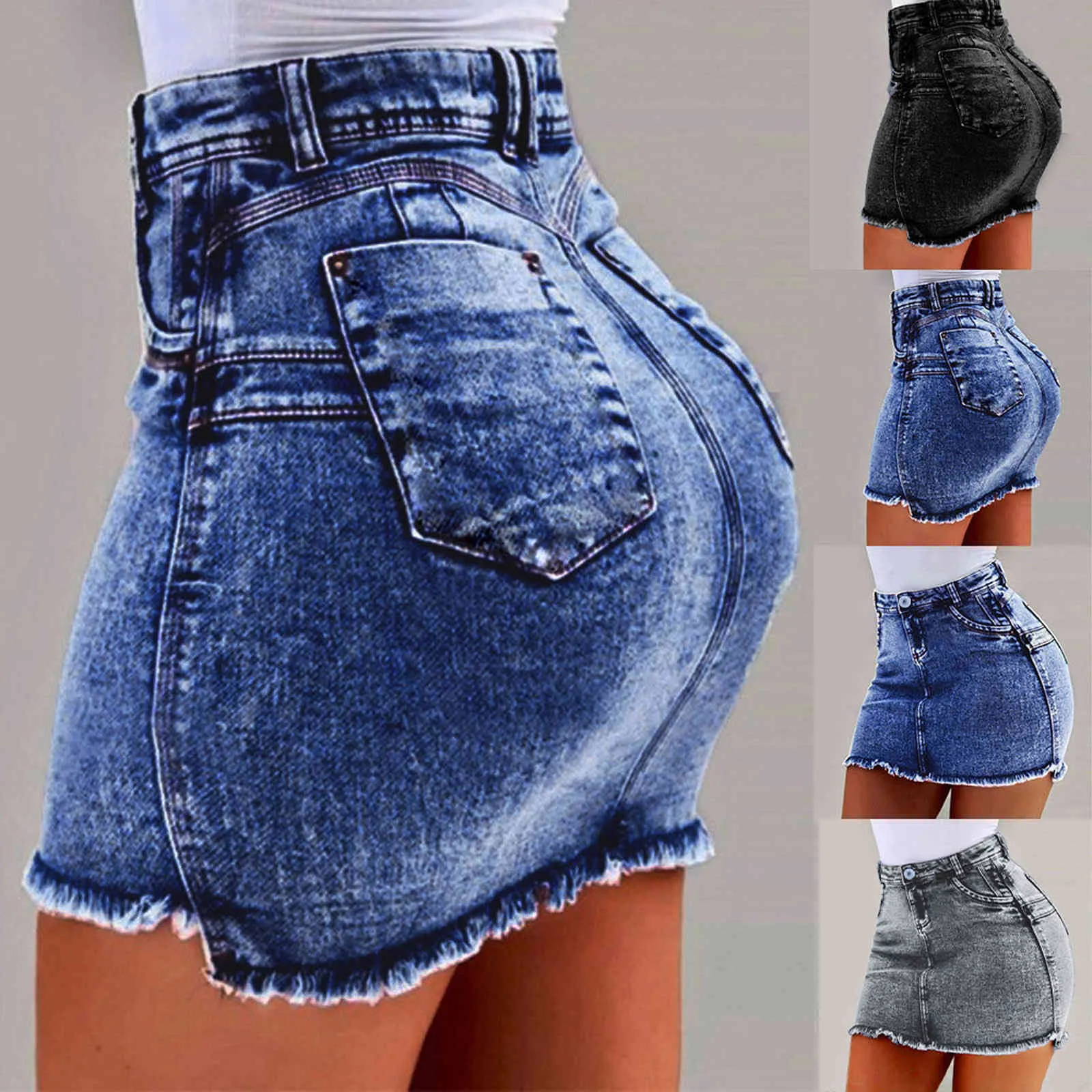 Harajuku punk denim mini pläterade kjol damer sommar hög midja jeans shorts kjolar kvinnor ruffles mode koreanska saia faldas x0428