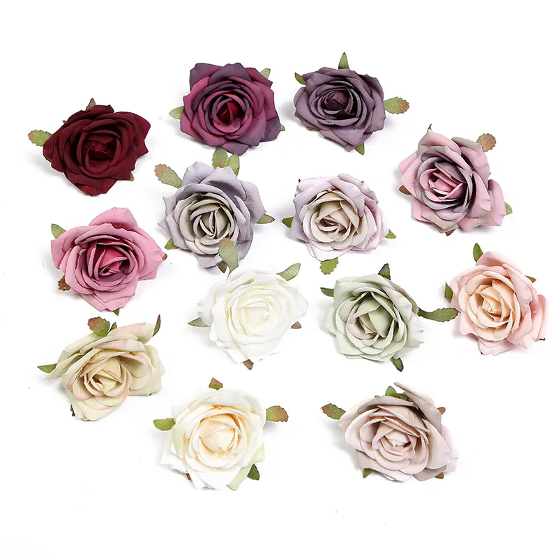 Fiori decorativi di San Valentino Rosa Riccioli Testa di fiore Corpetto Testa di fiore di seta Matrimonio Disposizione sciolta Arte floreale