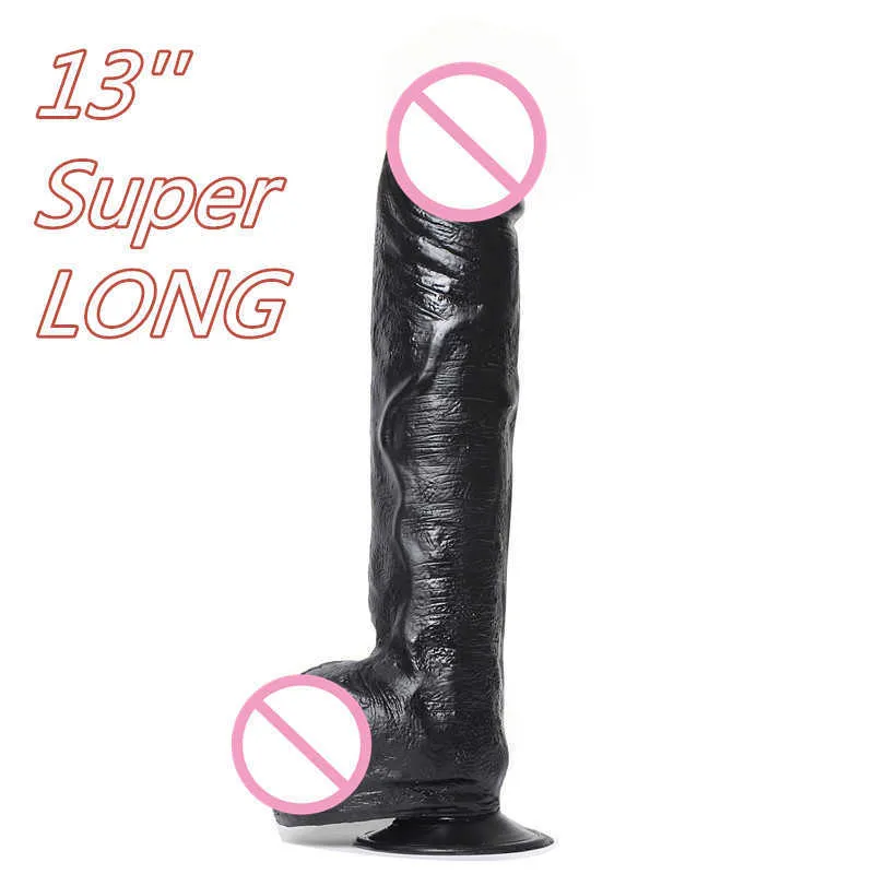 33 * 6,5 cm Giant Ogromny Dildo Super Duży Dick Z przyssawką Plugową Plug Długi Dong Realistyczny Penis Sex Zabawki dla Kobiety 210629