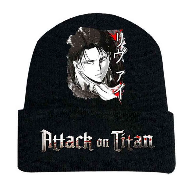 Anime attack på Titan hattar stickade mössor vingar av frihet frihet tryckt lock anime varmare bonnet casual kostym hatt y21111