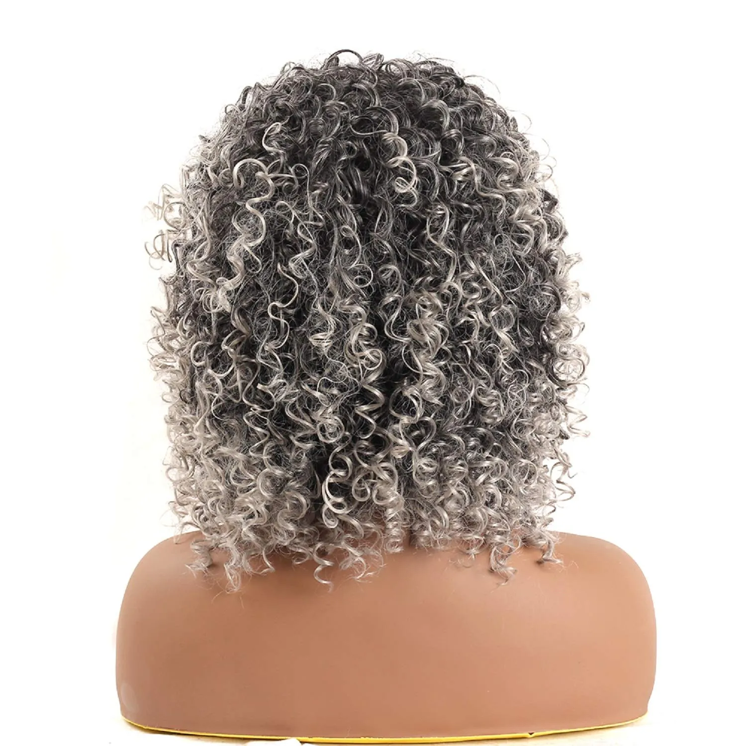 Peruca de cabelo encaracolado afro sintético ondulado macio com franja perucas encaracoladas para mulheres negras ombre cinza perucas para uso diário direto da fábrica