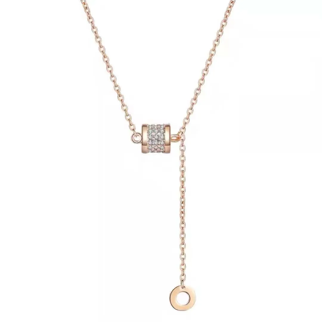 Pingente de diamante de moda de luxo de alta qualidade colar cilíndrico jóias criativas de design com requintado caixa de embalagem box310j