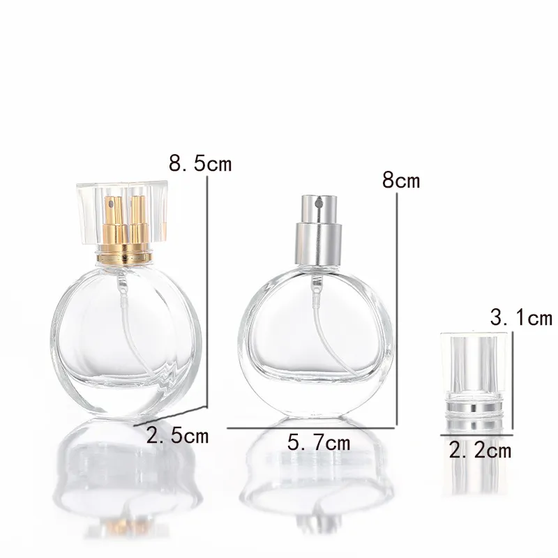 NBYAIC 50 stks High-end Round Transparent Glasfles Goud en Zilver Parfum Sub-Bottom 25ml Draagbare Pers Spray Lege fles