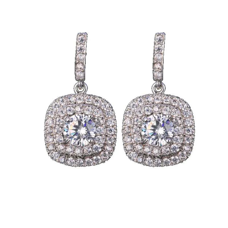 2021 Choucong Brand Dangle Earing Luxury Jewelry 18kホワイトゴールドフィルラウンドカットTopaz sapphirre高品質パーティーPromise women w237s