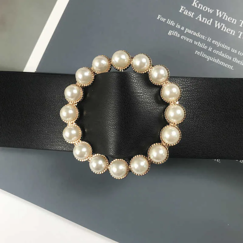 プラスサイズのコルセットベルトレディースウエストシントロンマザーデザイナーベルトのための女性真珠のバックルなしPIN PUレザードレスCummerbunds G1026