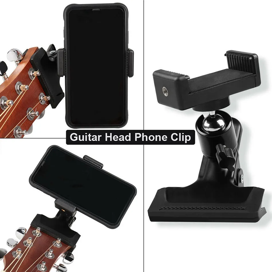 2022 New Gitarre Kopf Clip Mobiltelefon Halter Live Broadcast Bracket Stand Stativ Clip Head Support Desktop Music Guitar Holder