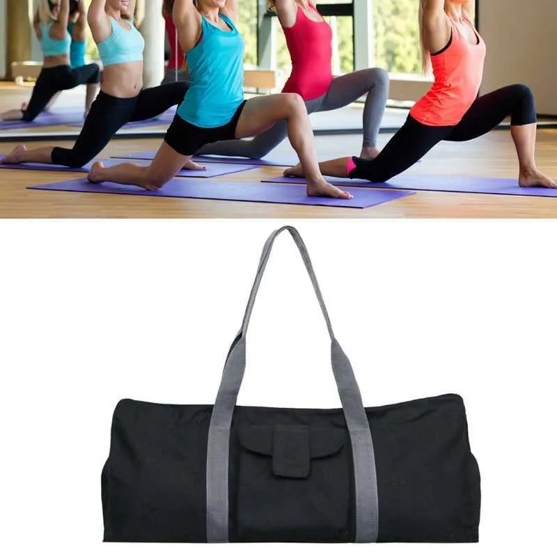 Tuval Yoga Mat Çanta Büyük Spor Su Geçirmez Çanta Yoga Sırt Çantası Pilates Mat Durumda Tek Omuz Gym Mat Carrier Y0721