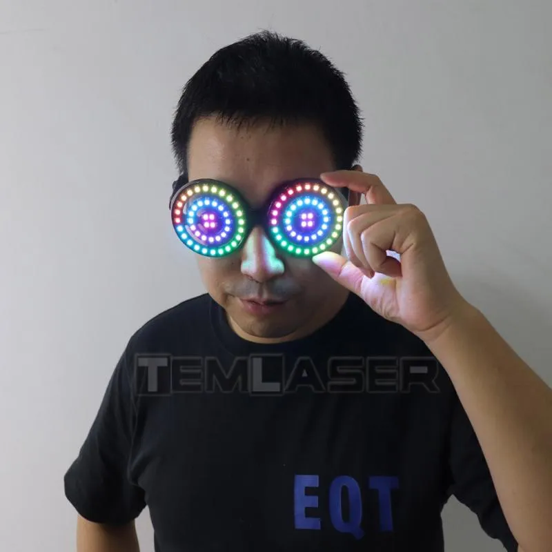 Decorazione feste di alta qualità USB Recarge LED Glasshi illumina gli occhiali arcobaleno a colori a colori Costume rave eye night club258l