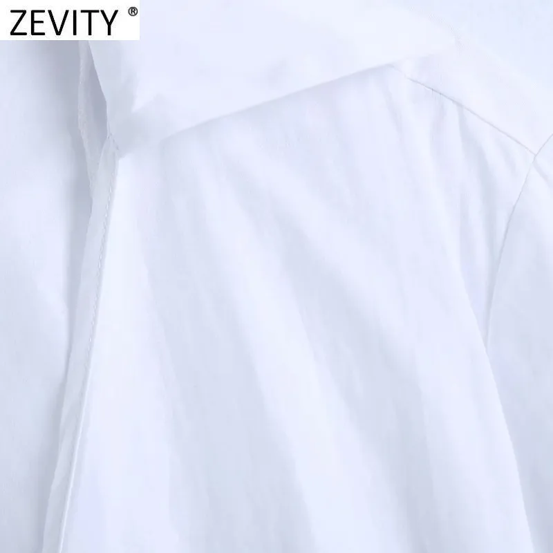 Kobiety Vintage Cross V Neck Bow Tie White Smock Bluzki Femme Z Długim Rękawem Szczupła Ruffles Kimono Koszula Roupas Chic Topy LS9101 210420