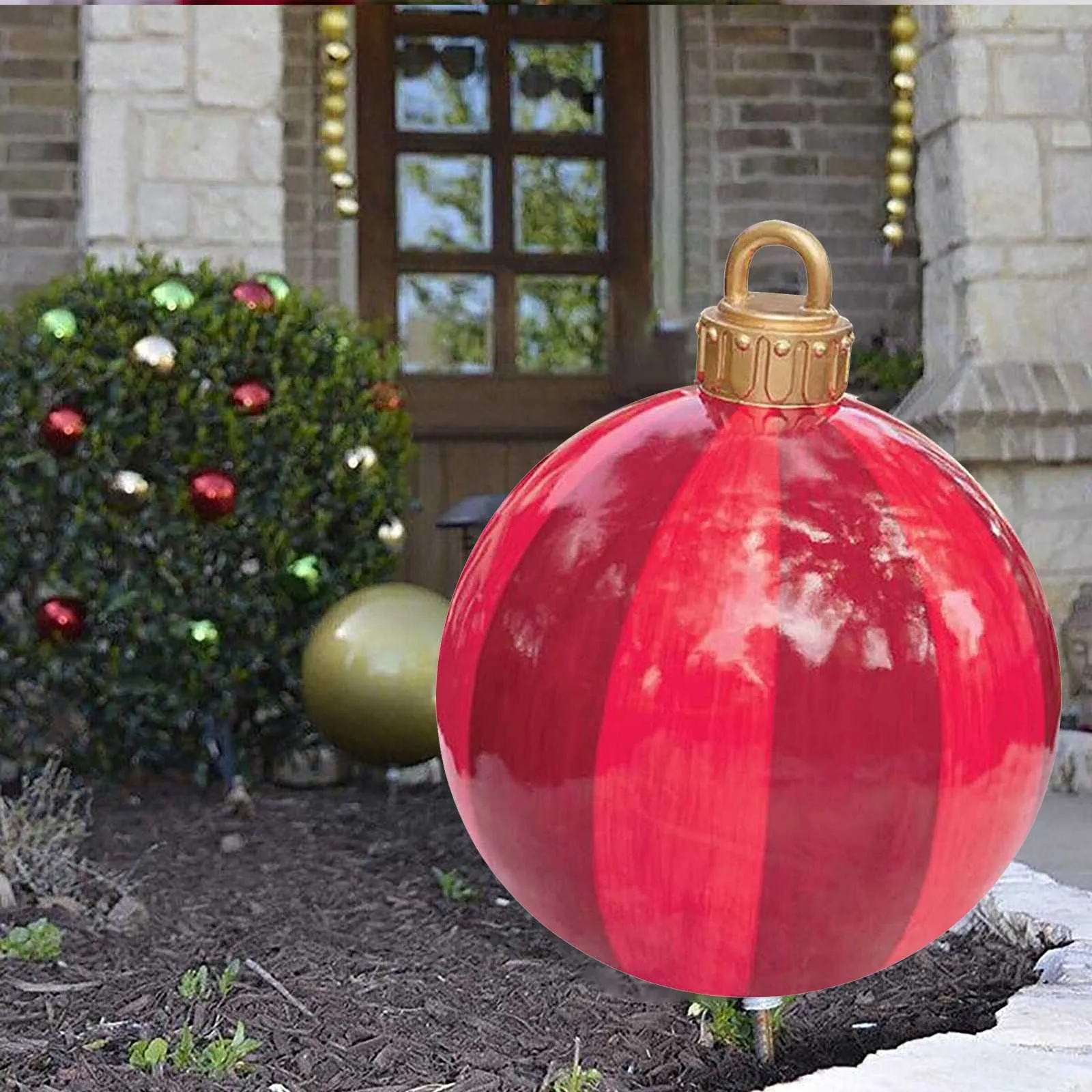 PVC Gonflable Boule De Noël Coloré Drôle Jouet Arbre Décor Maison Décoration Extérieure Cadeau De Noël 60 cm 211018