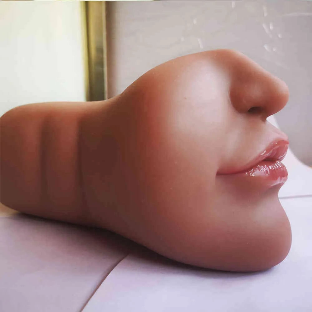 Yutong Bocca 3D Artificiale Masturbatore Maschile Vera Gola Profonda Tazza Orale con Lingua Pompino Tasca Natura Adulta Giocattoli Gli Uomini8261894