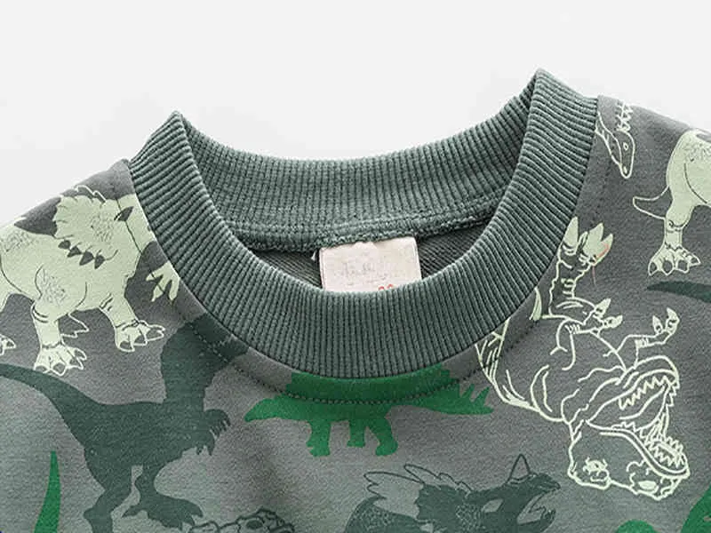 Spring Children's Sweatshirt Boys Cute Dinosaur Print Clothes Kids Long-sleeved Pullover Sweater 2-6 Years Old 210515