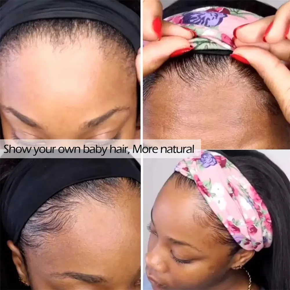 Afro Kinky Curly Headband Wigs Color 1B Long Wavy Headband Wig for Women Synthetic Curly Wig for Black Womenfactory direct