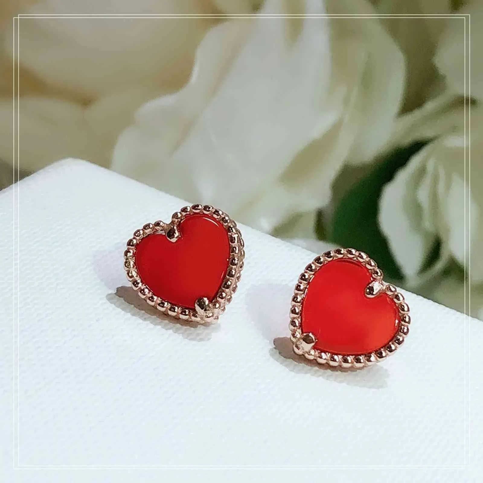 Pendientes de plata de ley S925 con diseño de Anime de amor, ágata roja para mujer, regalo pequeño y sencillo, joyería fina de moda con diamantes 2022