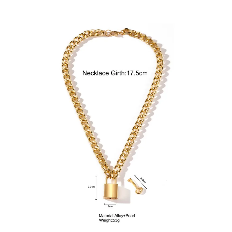 17KM Gothique Or Serrure Chunky Chaîne Collier Pour Femmes Hommes Grandes Chaînes Serrures Déverrouillables Clé Pendentif Colliers Bijoux Exagérés8295277