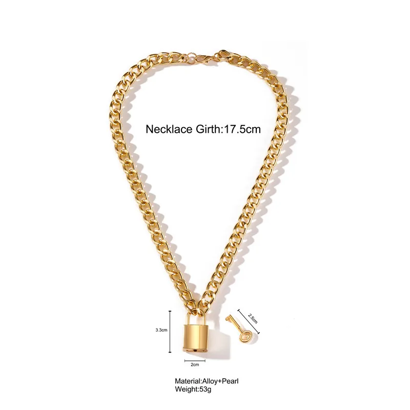 Collier de chaîne grossier Gothtic Gold Gold 17km pour femmes Big Chains Locks Vertissements clés Colliers de pendentif clé Bijoux exagérés6497563