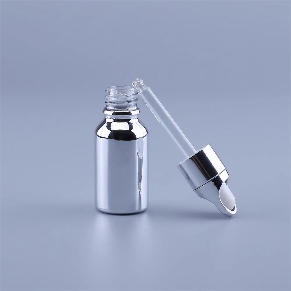 30 ml UV Silvery Glass Dropper Bottle Jars Injektionsflaskor med pipett för kosmetiska parfym Essential Oljeflaskor