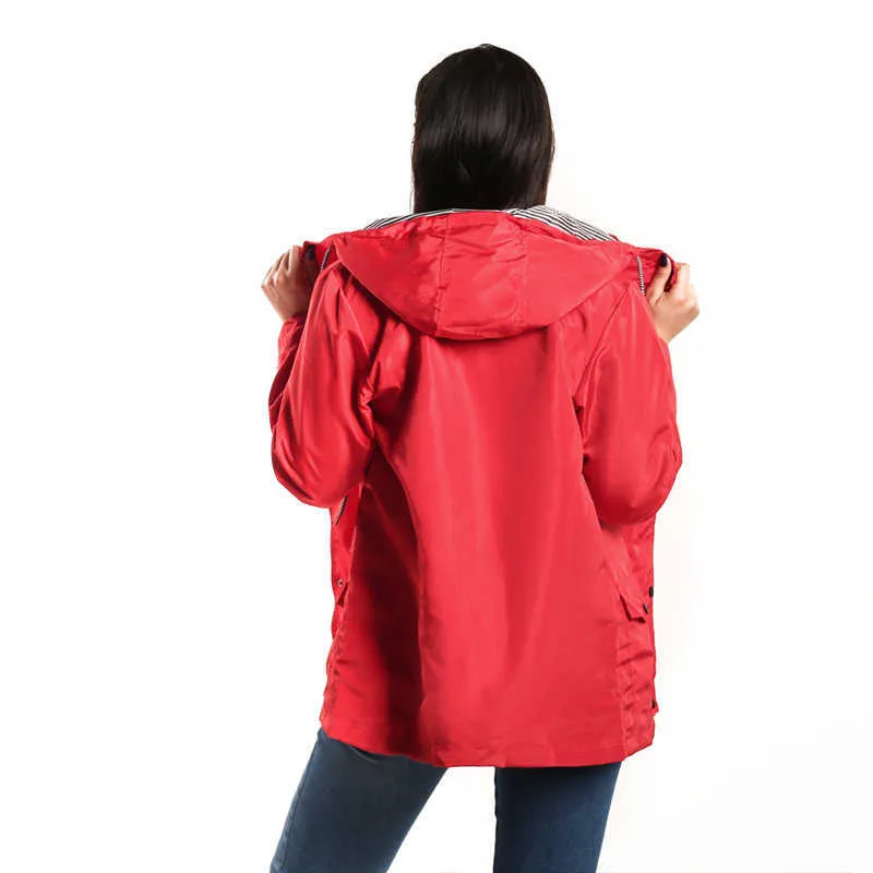 Jaqueta de chuva feminina com capuz e vento para 211025