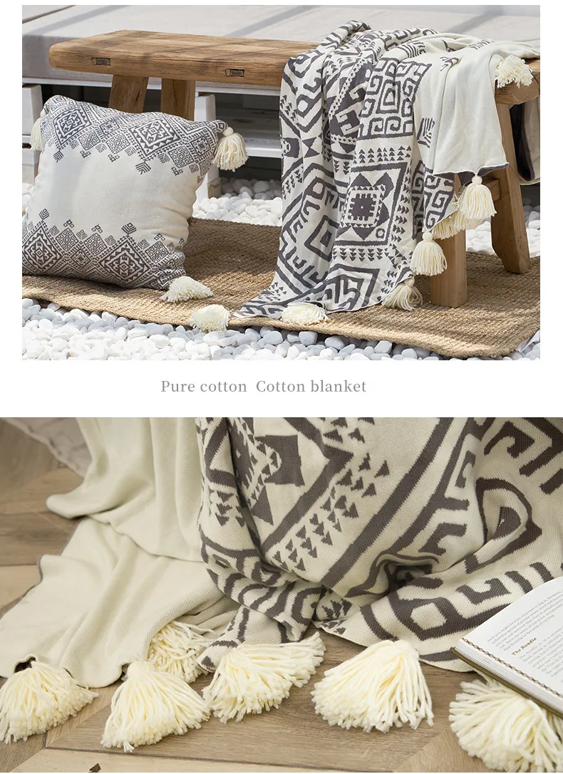 Coperta da tiro Coperta da letto lavorata a maglia in cotone puro stile MEDITERRANEO, squisito motivo all'uncinetto, accogliente copridivano