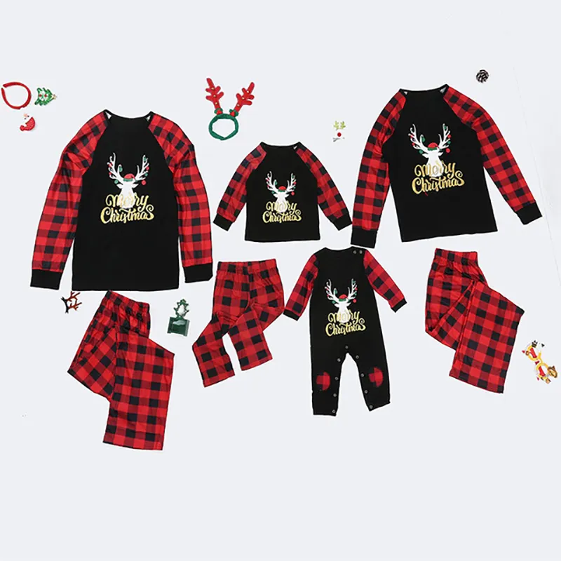 Menoea família conjunto de roupas combinando roupas dos desenhos animados natal impresso homewear mãe e filha combinando roupas pijamas parentc3470336