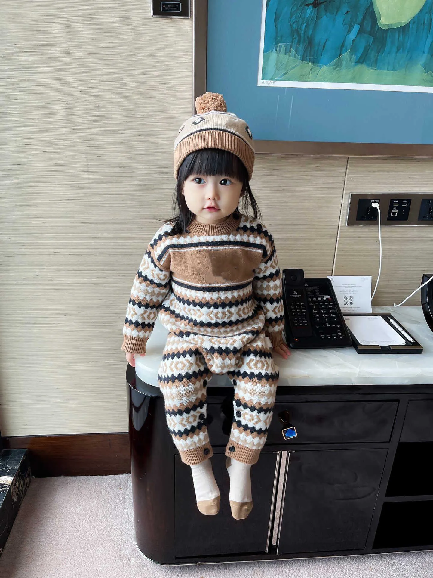 Infant baby rompers winter newborn boy knitted jumpsuit with hat outfits cute children girl warm outwear overalls