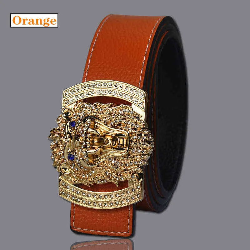 JXQBSYDK Luxury Brand Belts for Men Women Fashion Shiny Diamond Lion Head Buckle High Quality Waist Shaper Leather 2201249664521