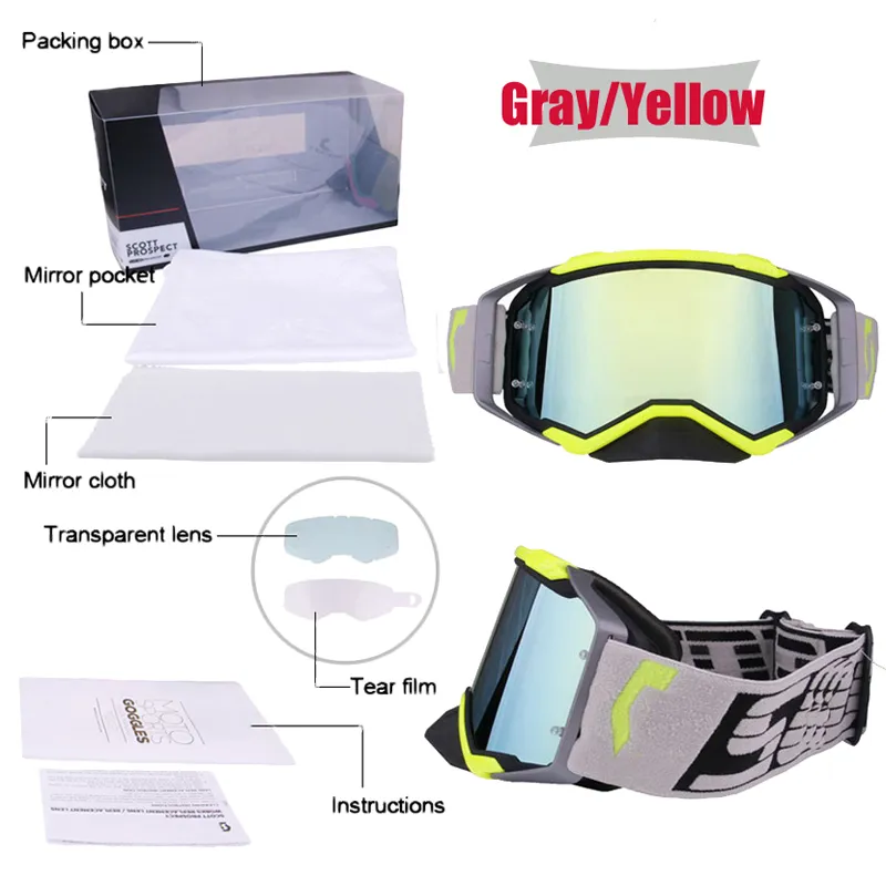 Motocross Sunglasses Outdoor Sport Goggles for Driver of Motorcycle Dirtbike Helmet Glasses Plus Lens&Bag&Box Sale in Set