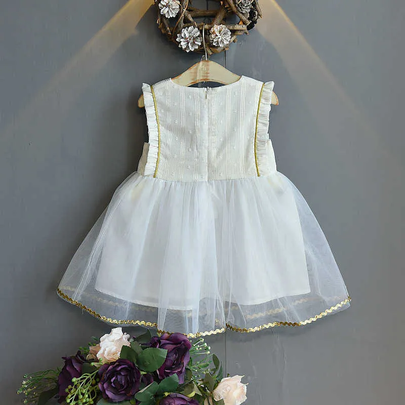 Sukienka Lato Bez Rękawów Mesh Księżniczka Prom Ślubna Dziewczyna Odzież Dla Dziewczyn 210528