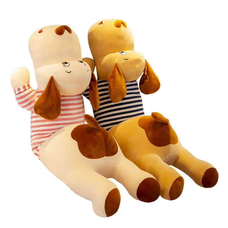 50-100 cm corps doux couple rayé grand chien poupée décoration de la maison canapé oreiller enfants fille vacances cadeau jouets WJ052 210728