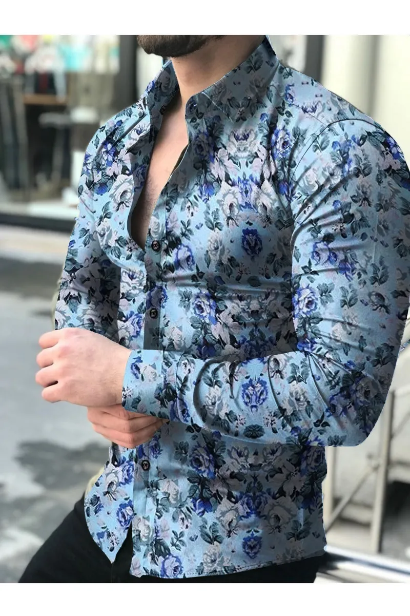 Camisa manga larga para hombre, Top Floral, blusa informel, camisas Hawaianas, ropa masculina 220309