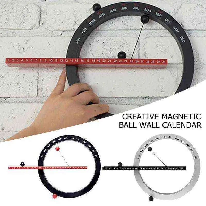 2019 Kreativ magnetisk bollklocka Evig väggkalender Nyhet Heminredning Europeisk stil Vardagsrum Sovrumsdekorationer H1104