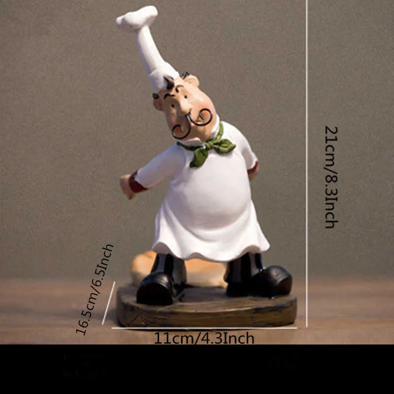 Vilead 21 cm hars snor chef-kok back wijnrek beeldjes creatief restaurant ornament mensen cadeau Europese ambachten home decor 210804